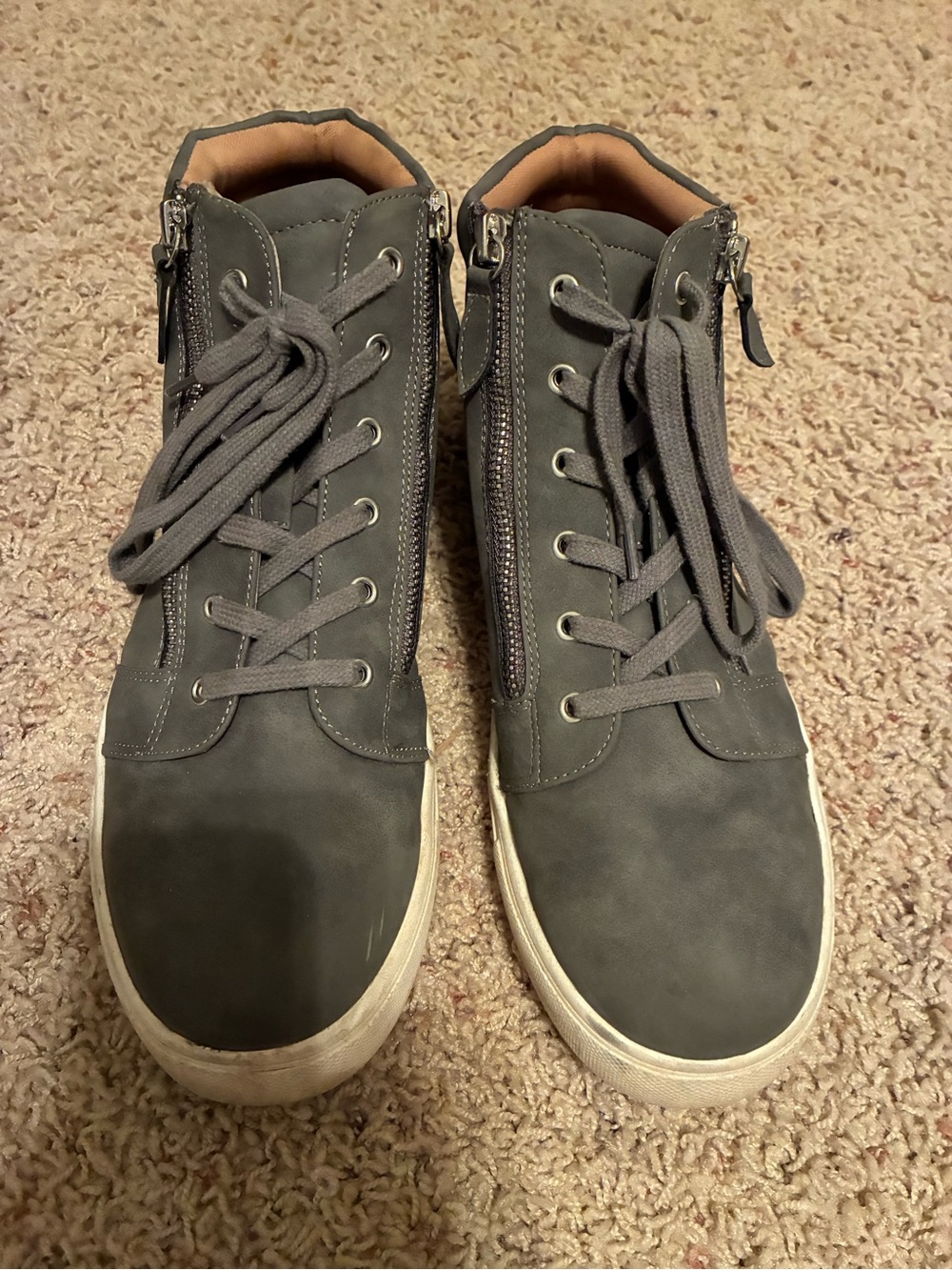 Dolce Vita Gray High-Top Lace Sneakers with Side Zips